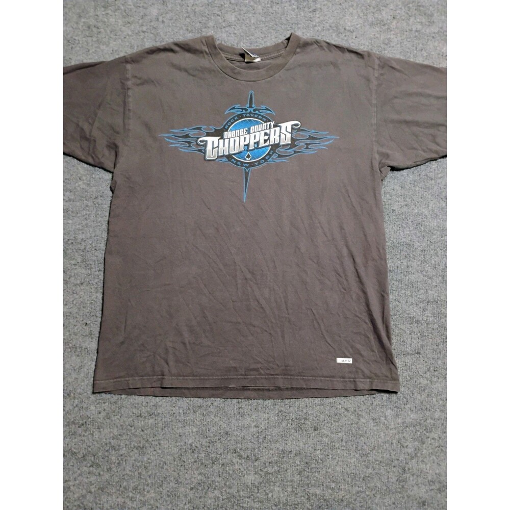Vintage Choppers Sportswear Graphic T Shirt Gray Blue Flame Biker XL